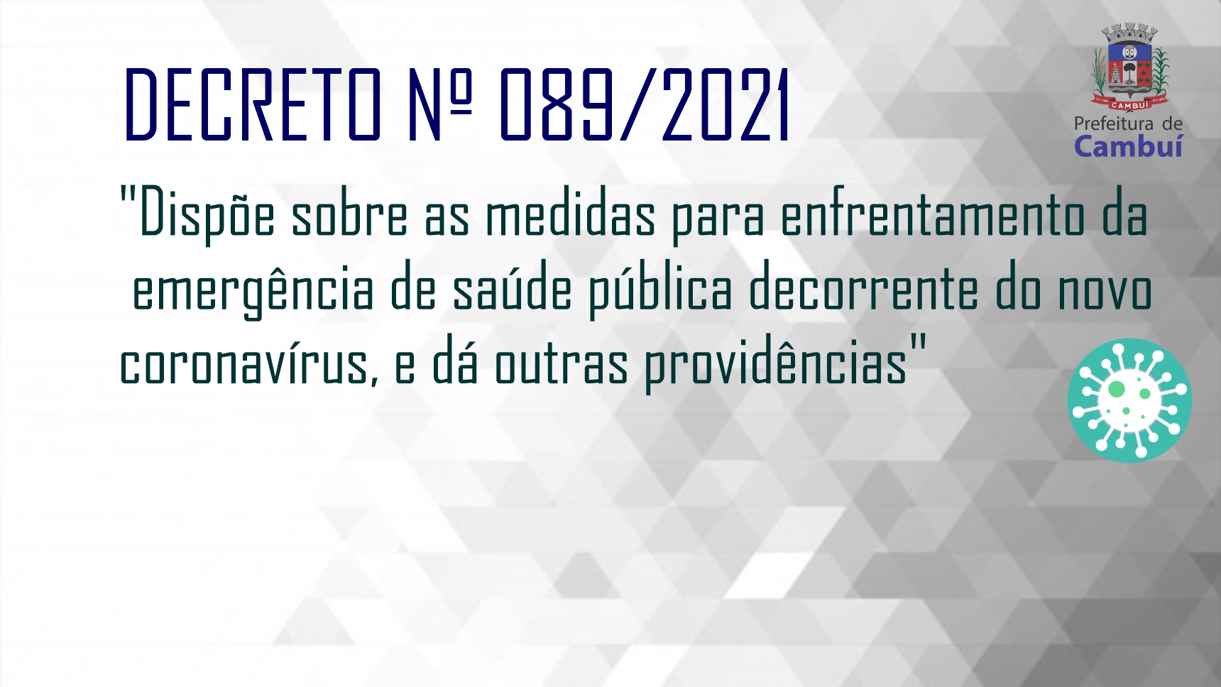 SAÚDE || Decreto 089/2021