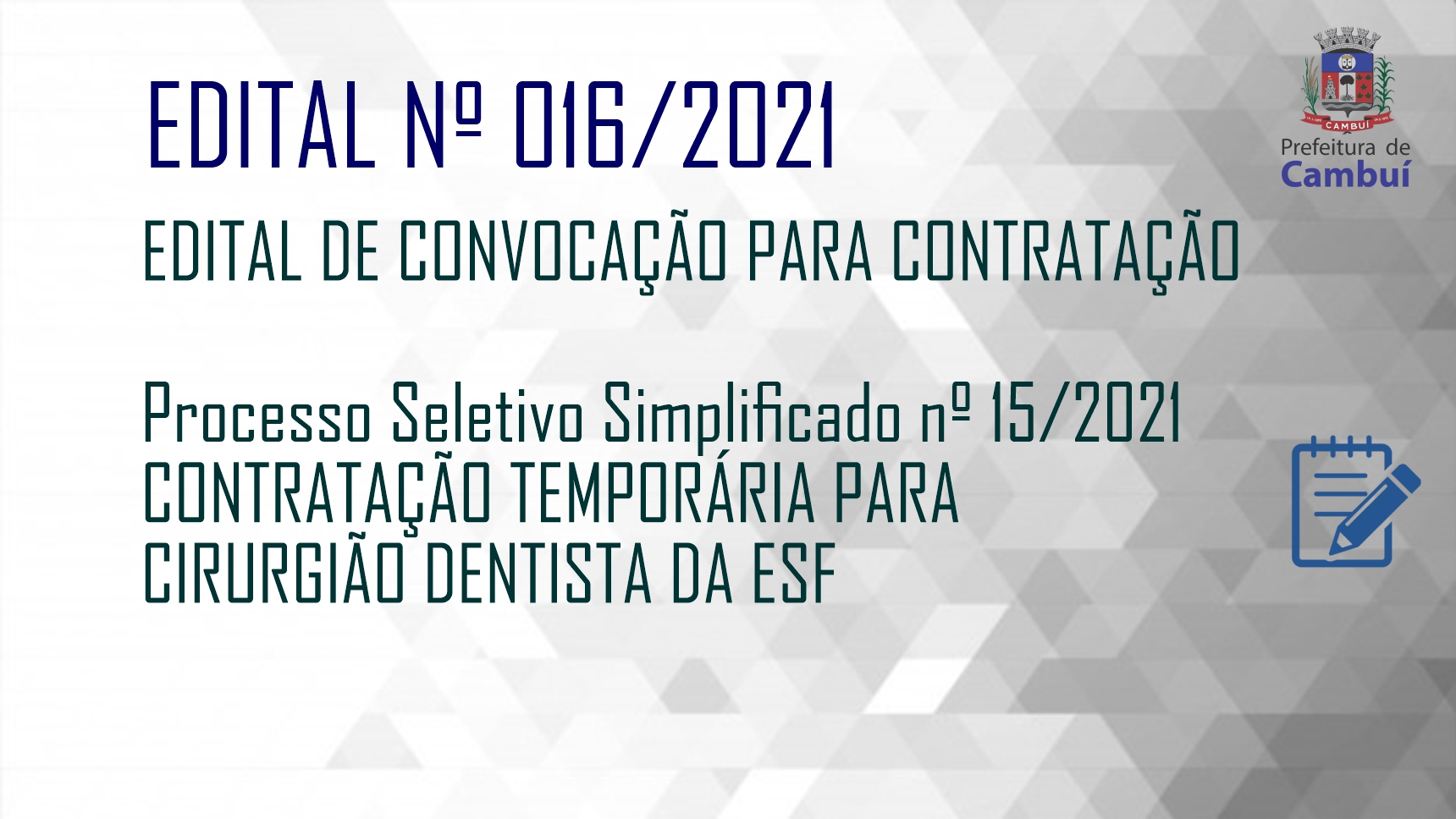 CLASSIFICAÇÃO – EDITAL 016/2021 – CIRURGIÃO DENTISTA